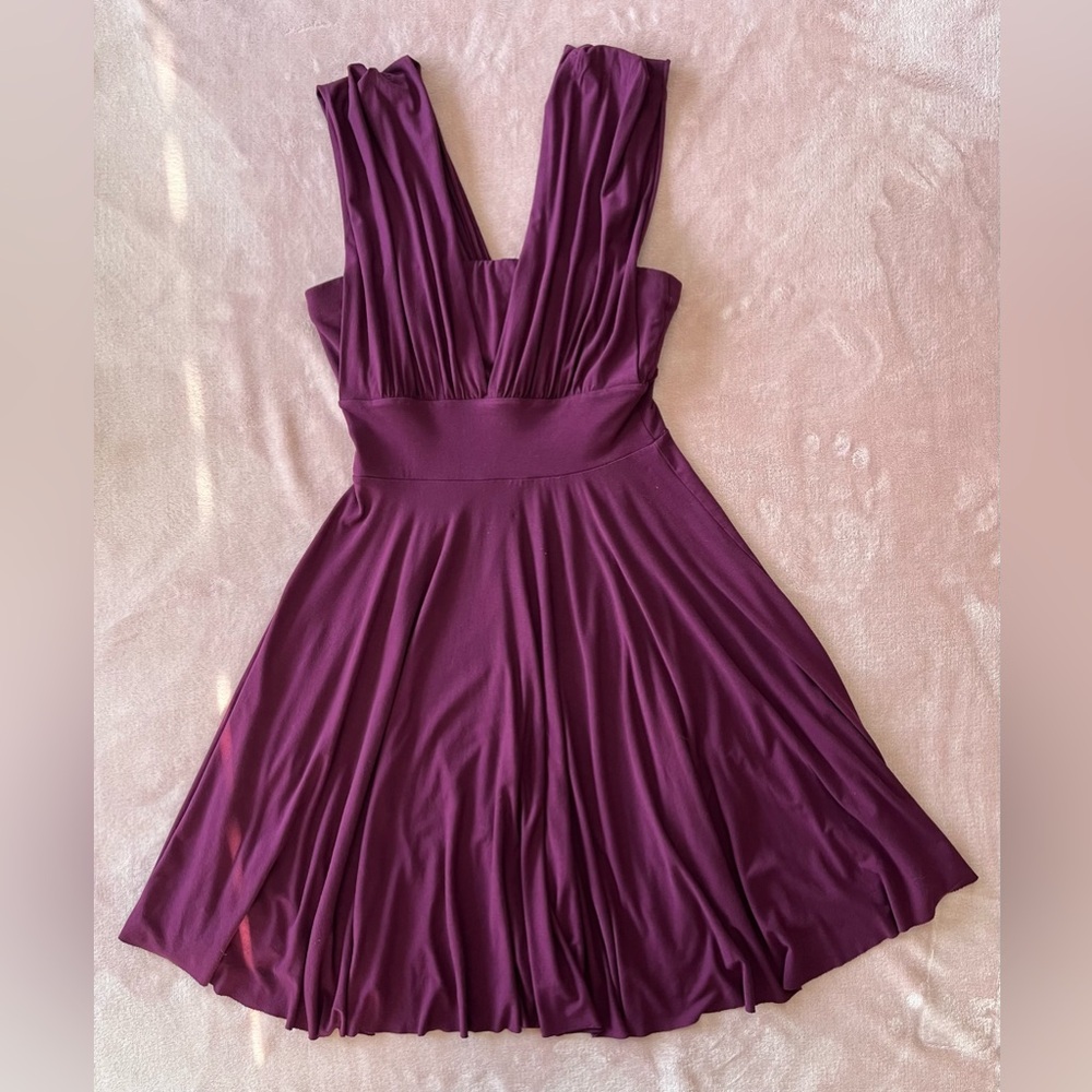 White House Black Market Genius Convertible Elegant Purple Dress Size 2